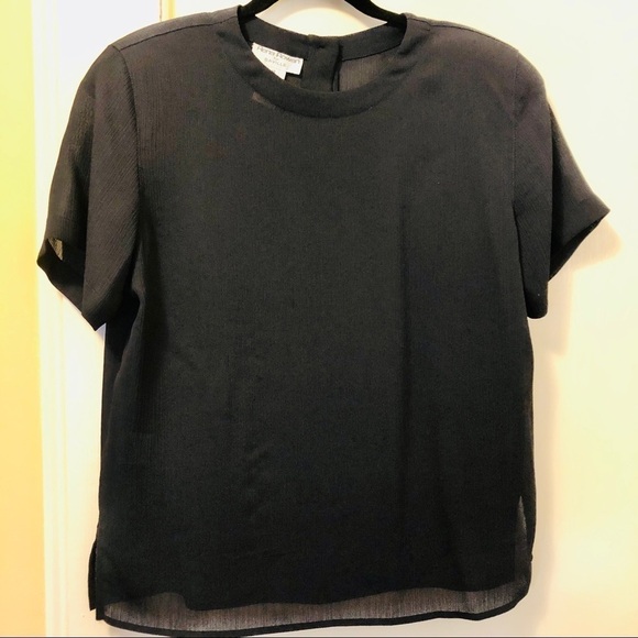 Vintage 90s Crinkle Blouse: Rena Rowan Navy Button-Back Top, Plus Size 14 - Picture 7 of 16